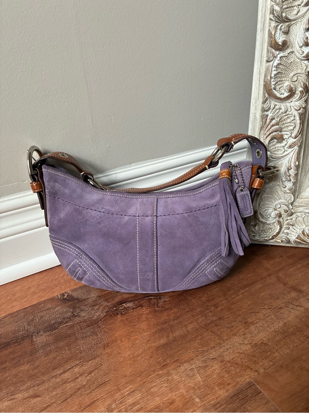 Coach Vintage Y2K Suede Leather Shoulder Bag, Purple, 8A14 - Picture 5 of 15